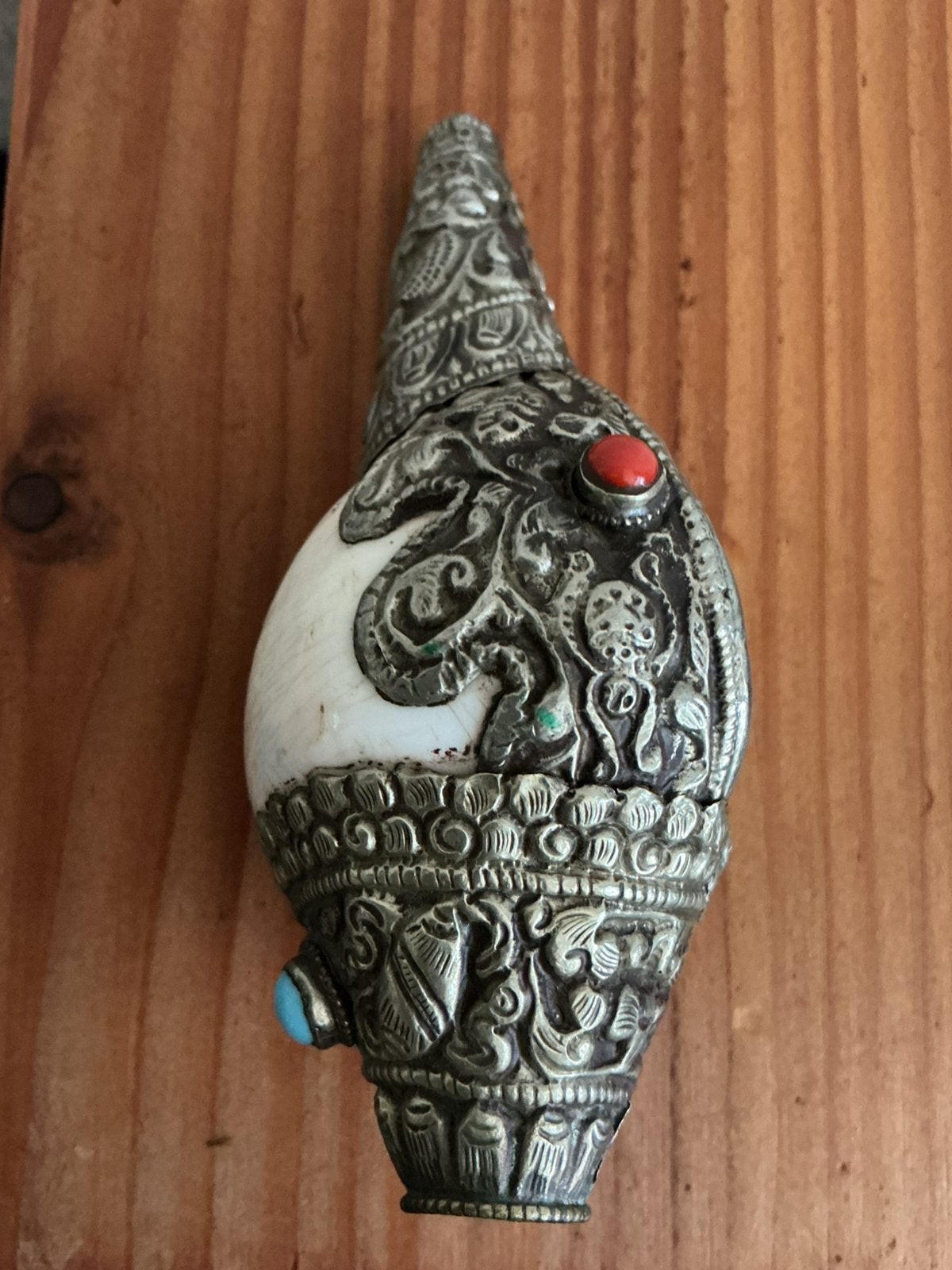 Tibetan Conch shell, Tibet, Natuurlijk materiaal, 13 cm, Ophalen of Verzenden