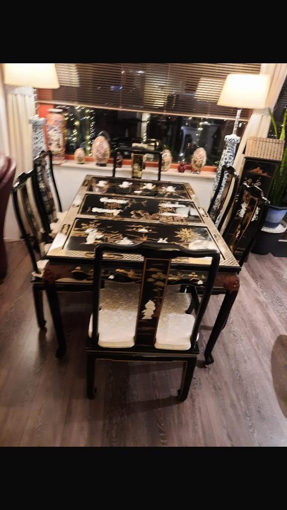 Chinese tafel orgineel met 6 stoelen, Ophalen