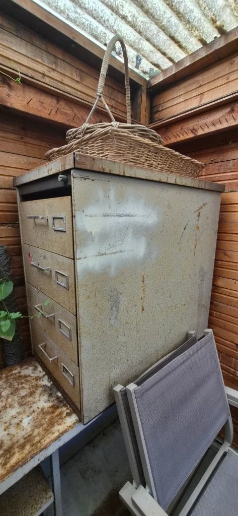 Gispen metalen ladenkast - 4 laden - vintage (opknapper), Ophalen, Minder dan 50 cm, Gebruikt, 3 of 4 laden