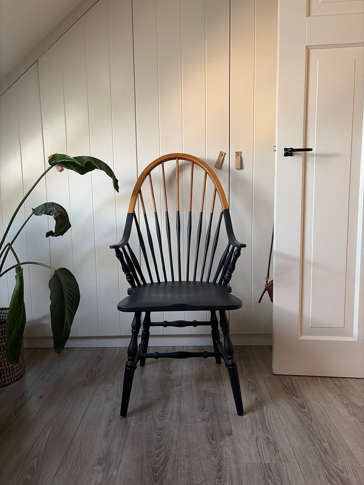 Unieke Windsor stoel - Zwart met naturel hout, Ophalen