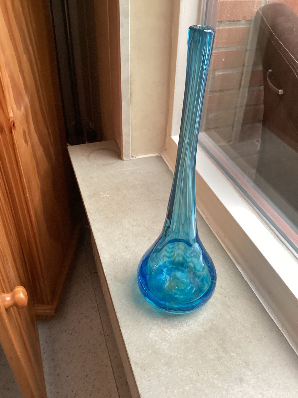 Murano stijl glazen vaas - Blauw, Ophalen of Verzenden