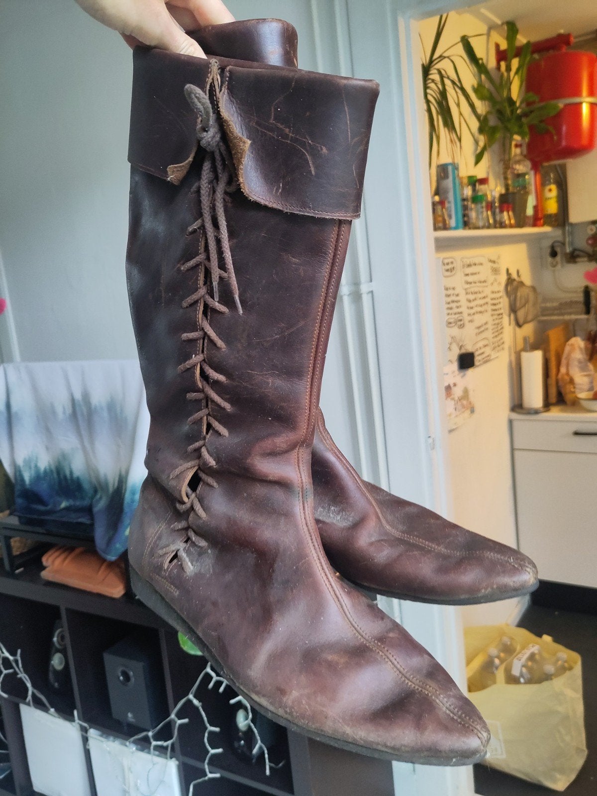 Bruine Leren Laarzen, Ophalen of Verzenden, Gebruikt, Schoenen