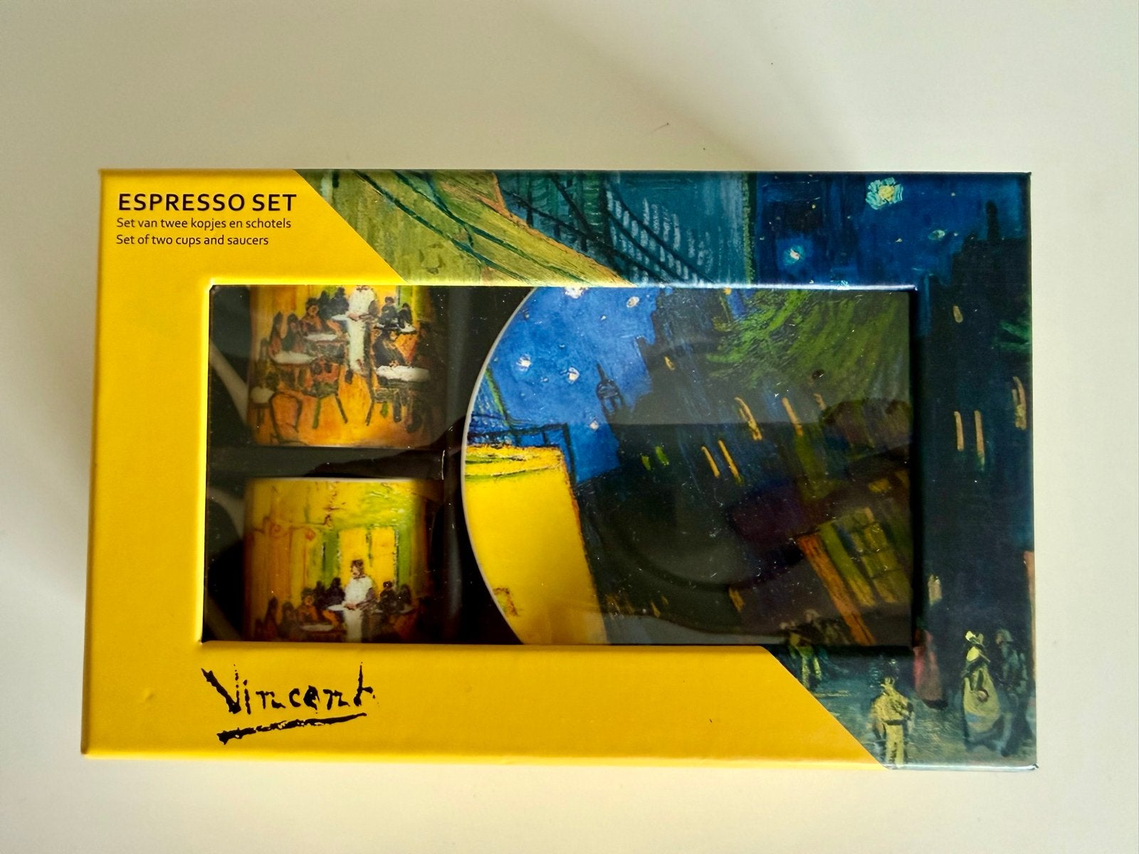 Espresso set Vincent van Gogh - Caféterras bij nacht, Overige merken, Keramiek, Nieuw, Ophalen of Verzenden