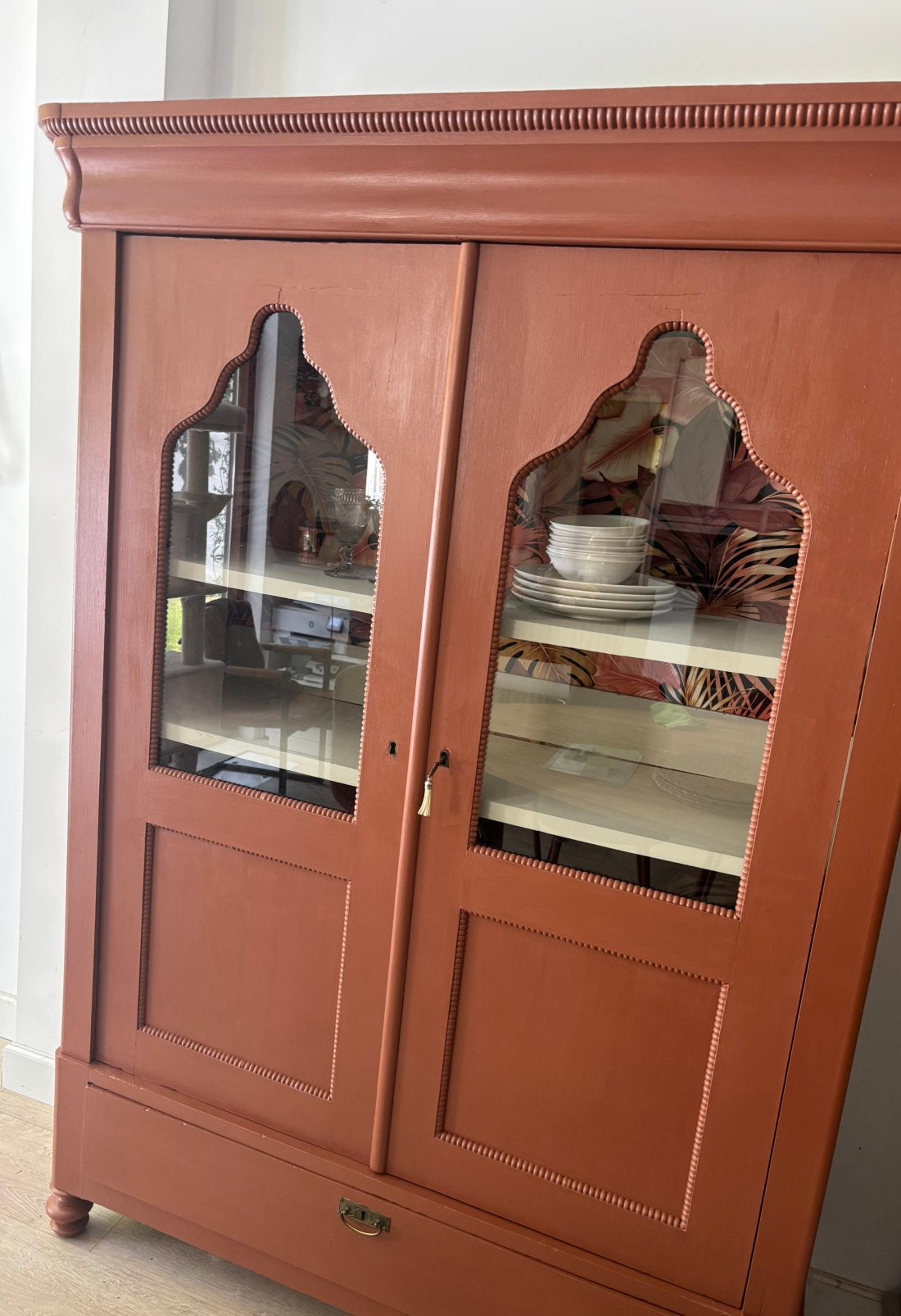 Biedermeier restyle vitrinekast / servieskast / kledingkast, Ophalen, 25 tot 50 cm, 100 tot 150 cm, 150 tot 200 cm