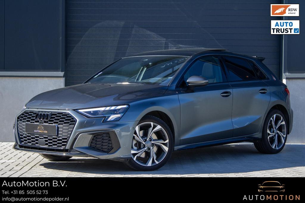 Audi A3 Sportback 35 TFSI S Line PANO LEDER CAMERA KEYLESS A, 4 cilinders, Leder, Hybride Elektrisch/Benzine, Autotrust