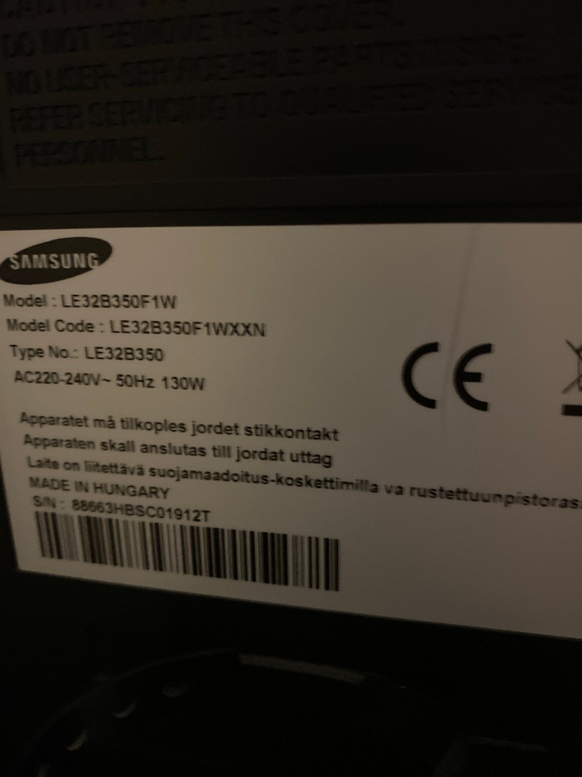 Foto 3 van Samsung LE32B350F1W TV met afstandsbediening