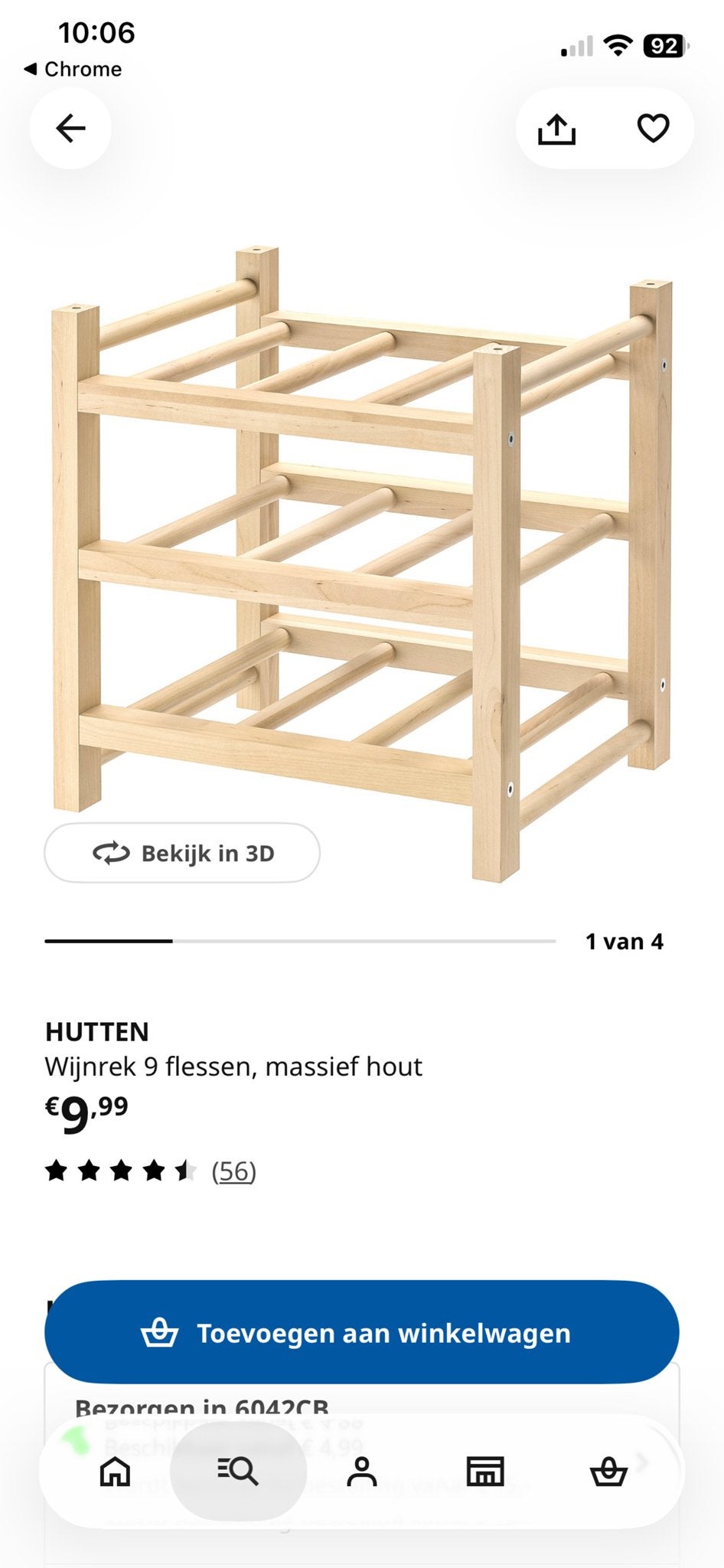 IKEA HUTTEN Wijnrek - Massief Hout, 5 tot 15 flessen, Ophalen of Verzenden, Zo goed als nieuw, 5 – 50