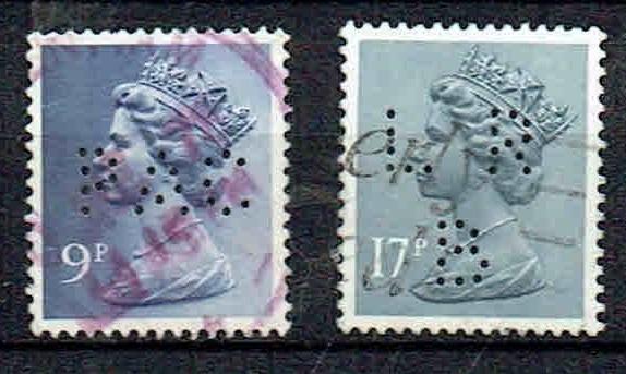 Engeland GB 1981 Koningin Elisabeth  Perfins, Verzenden, Gestempeld, Koningshuis