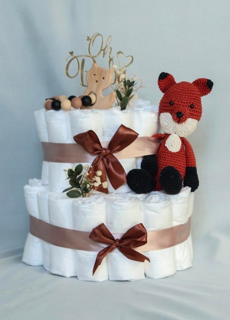 Luiertaart met vosje - Perfect kraamcadeau!, Ophalen of Verzenden, Nieuw