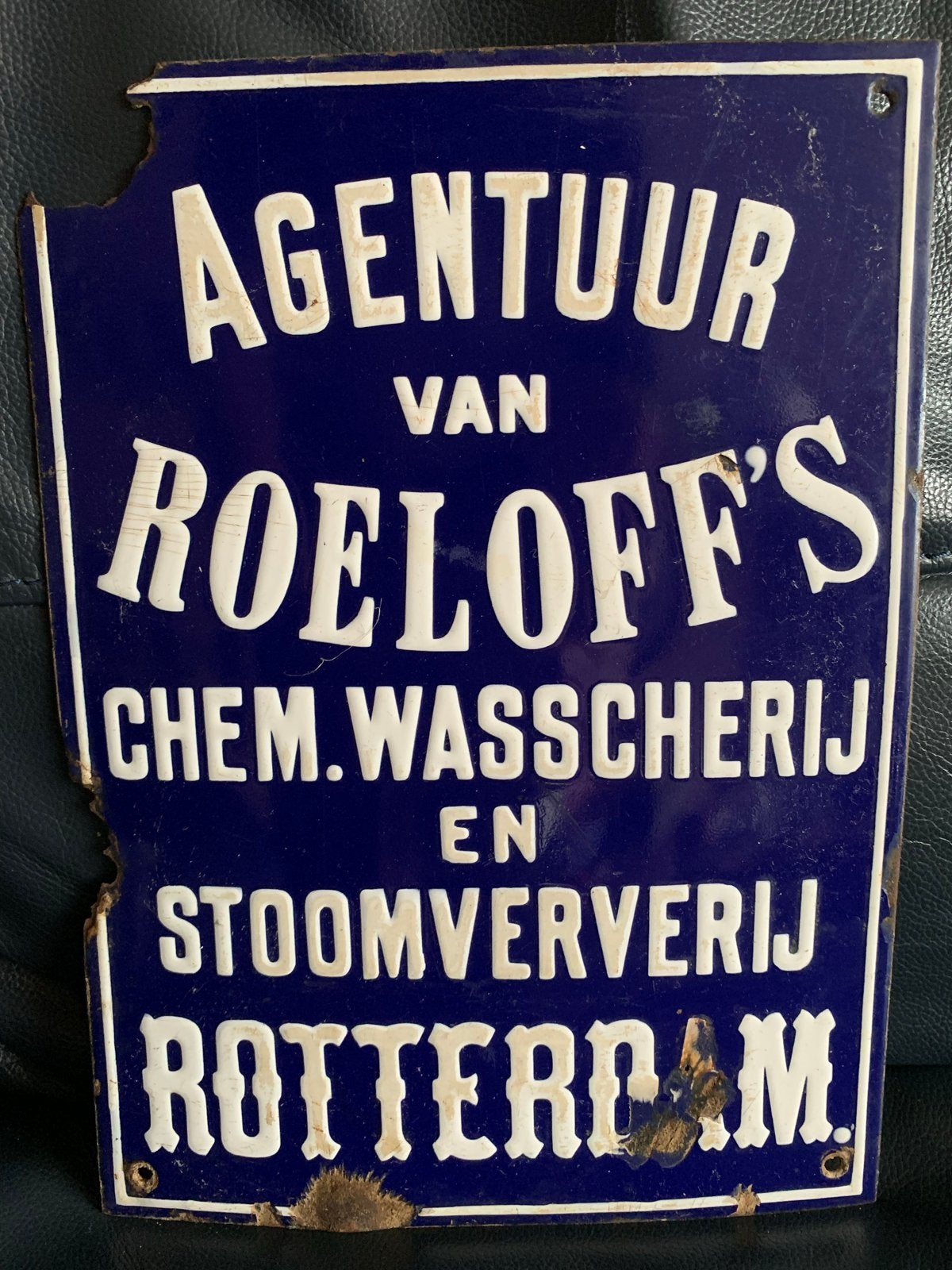 Antiek Emaille Reclamebord Roeloff's Rotterdam, Antiek en Kunst, Ophalen of Verzenden