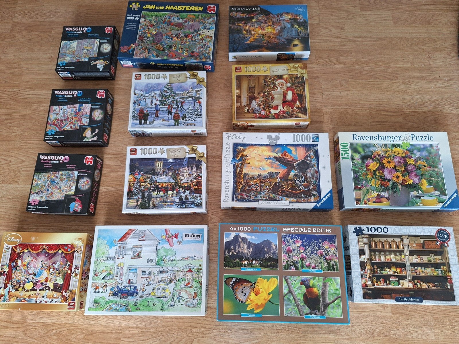 Grote collectie legpuzzels (15 stuks) - Diverse merken, Ophalen, 500 t/m 1500 stukjes, Gebruikt, Legpuzzel