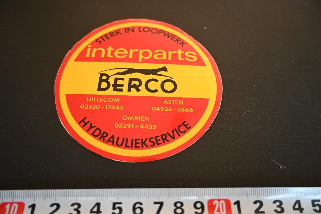 sticker Hillegom Asten Ommen Interparts BERCO, Ophalen, Zo goed als nieuw, Sticker