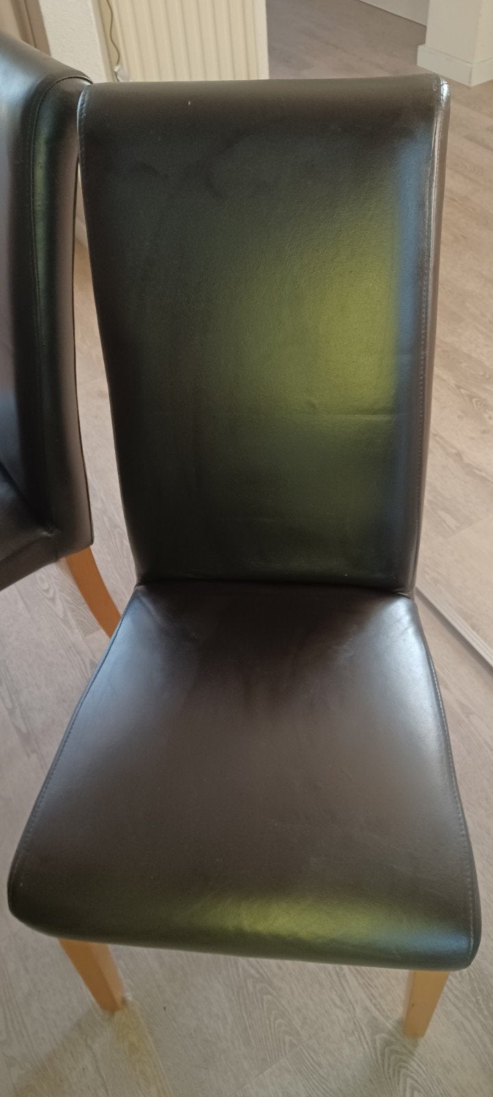 Eetkamerstoelen 6x donkerbruin leer, Huis en Inrichting, Ophalen, Gebruikt, Bruin, Leer