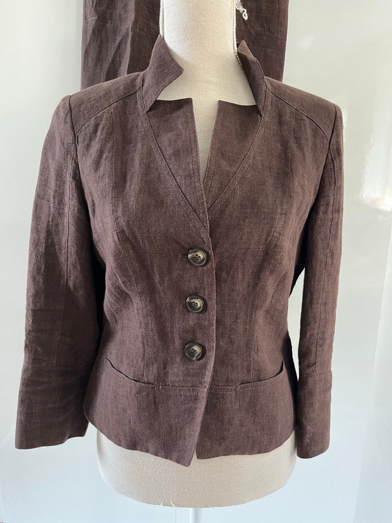 Linnen jasje colbert colbertje Claudia Strater 38 bruin, Kleding | Dames, Maat 38/40 (M), Bruin, Ophalen of Verzenden, Gedragen