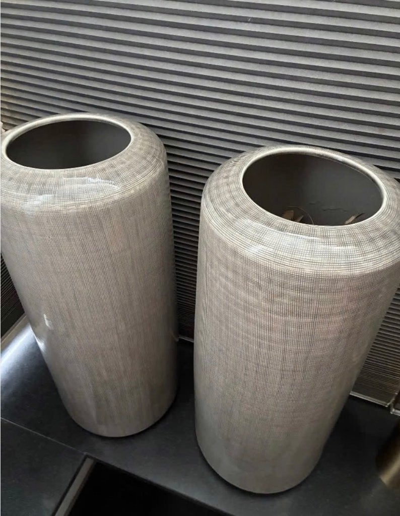 2 hoge vazen ptmd, Ophalen, Overige kleuren, 60 cm, Glas