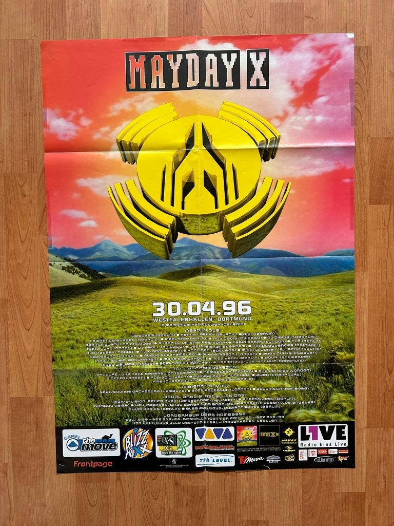 House flyer Poster Mayday X - 30/4/1996 Westfalenhallen (D), Verzamelen, Posters, Ophalen, A1 t/m A3, Muziek, Rechthoekig Staand