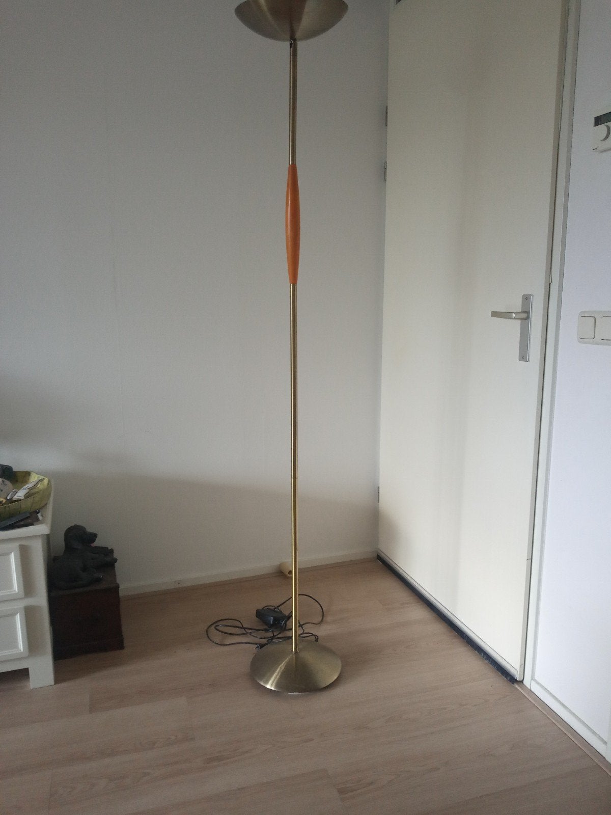 goudkleurige Jan de Bouvrie lamp, Huis en Inrichting, Lampen | Vloerlampen, Ophalen, Gebruikt, Jan de Bouvrie, 150 tot 200 cm