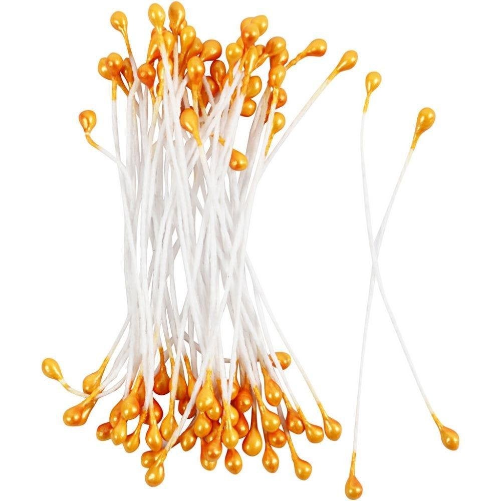 Deco meeldraden oranje 100 stuks lengte 6,4 cm kopdikte 2 mm, Nieuw, Ophalen of Verzenden, ., Knutselmateriaal