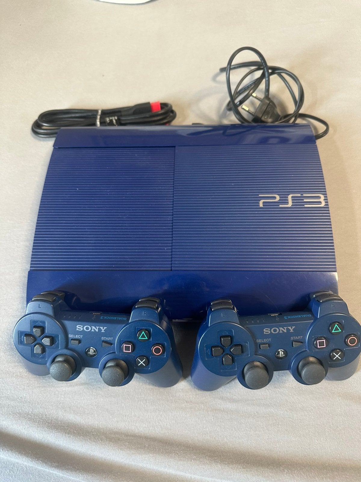 Ps3 azurite blue + 23 games, Met games, Met 2 controllers, Ophalen of Verzenden, Zo goed als nieuw