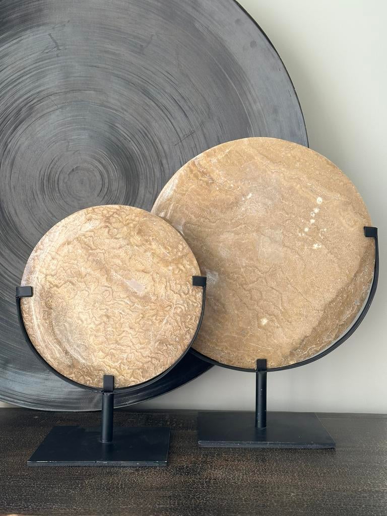 Set Exclusieve Onyx natuursteen schijven op standaard, Ophalen of Verzenden, Zo goed als nieuw