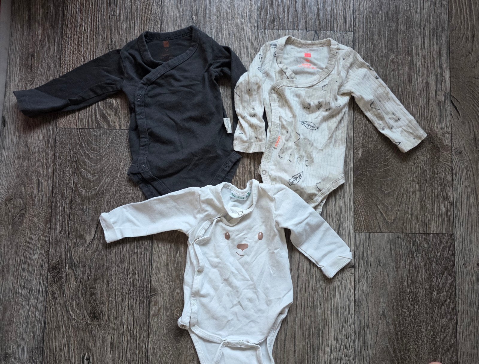 3 Baby rompers met lange mouwen, Gebruikt, Jongetje of Meisje, Ophalen of Verzenden, Pakje