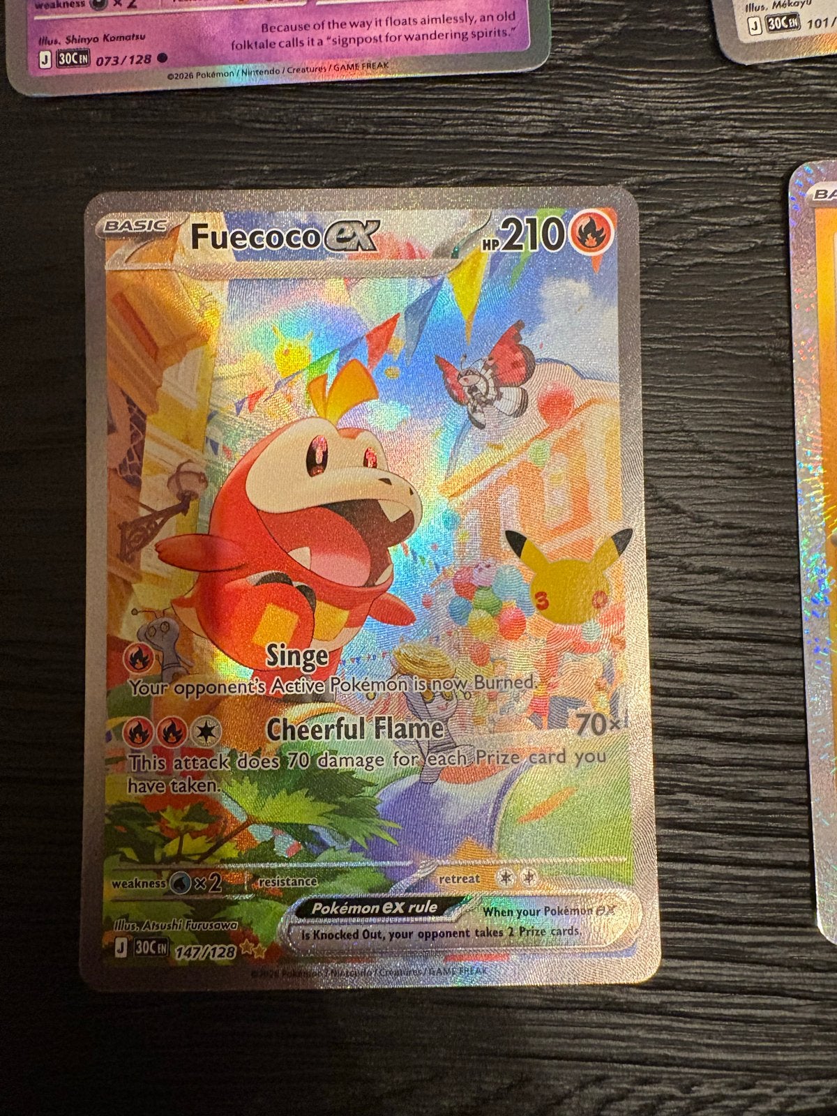 Fuecoco ex 147/128 Pokémon kaart gesleeved, Hobby en Vrije tijd, Ophalen of Verzenden, Zo goed als nieuw, Losse kaart, Foil