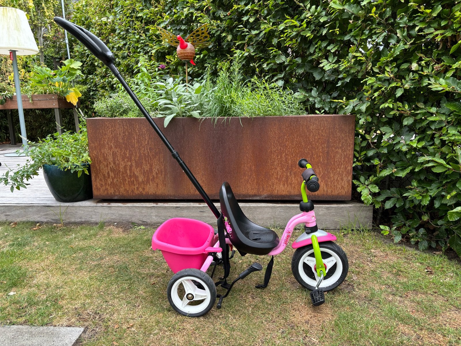 Puky Ceety Driewieler Roze met Duwstang, Ophalen, Zo goed als nieuw, Duwstang