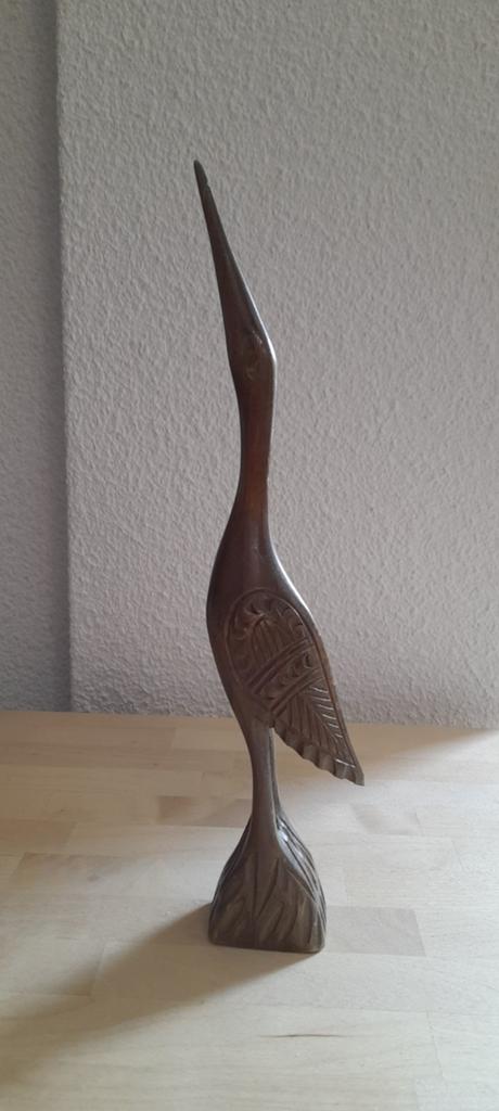 Houten vogel sculptuur - Reiger/Kraanvogel, Ophalen of Verzenden, Handgemaakt, 20 - 50 cm, Beeld
