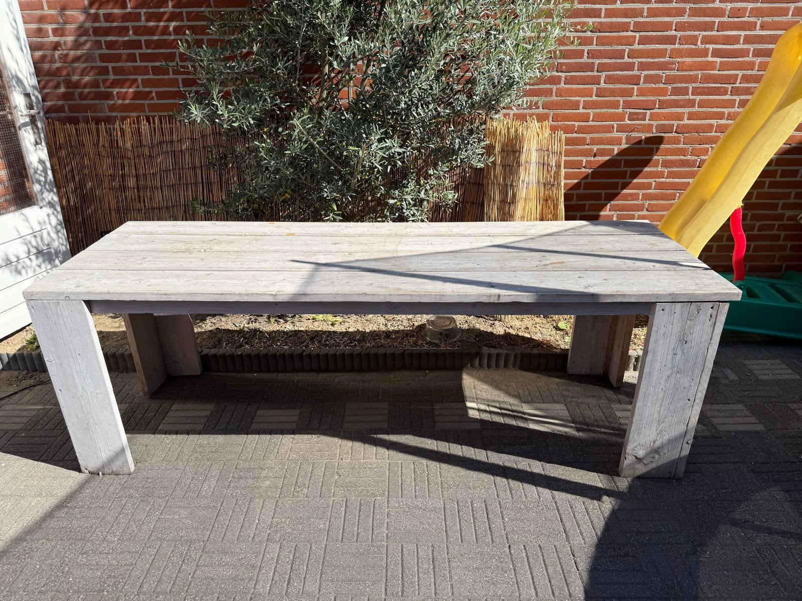 Robuuste houten tuintafel - gratis ophalen, Tuin en Terras, Tuintafels, Ophalen, Gebruikt, Rechthoekig, Hout