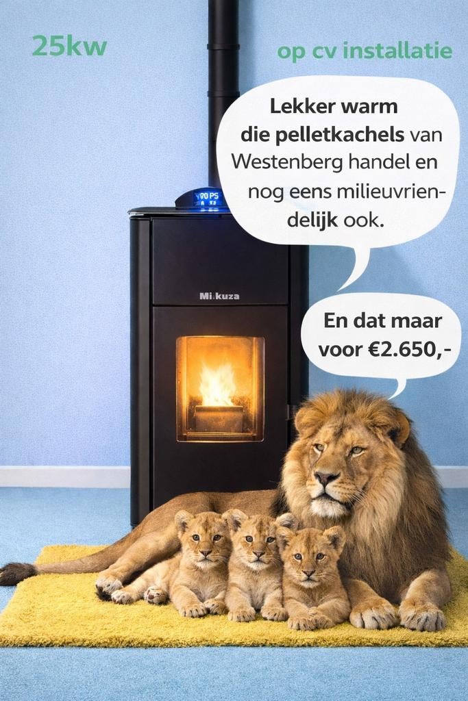 Milkuz 25 kw pelletkachel A+ label, Ophalen of Verzenden, Nieuw, Overige brandstoffen, Pelletkachel
