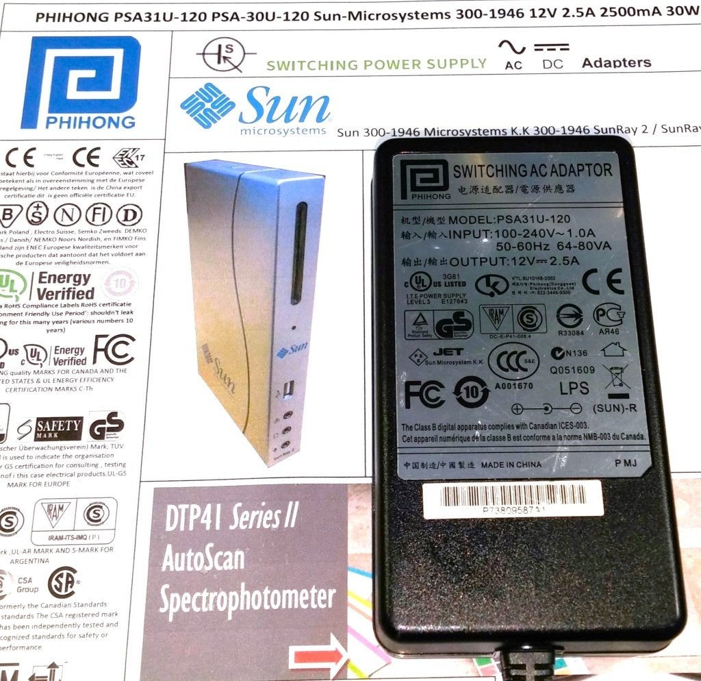 Phihong 12V 2.5A PSA31U-120 PSA-30U-120 30W X-Rite SE30-77, Computers en Software, Pc- en Netwerkkabels, Ophalen of Verzenden