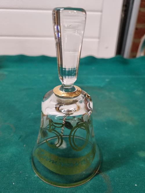 tafelbel kristal 50 jaar met bladgoud, Ophalen of Verzenden, 'T Olde Gre-j, Info@toldegrej.nl, Endepoelstraat 20f Didam