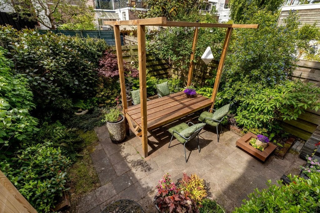 Douglas tuintafel met pergola, Ophalen, Gebruikt, Rechthoekig, Hout