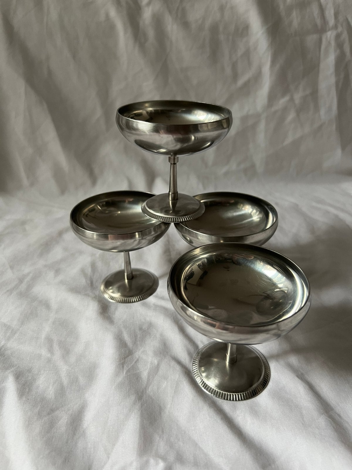 Vintage Franse RVS ijscoupes Letang & Remy | bistro coupes, Ophalen, Metaal, Vintage, Kom(men)