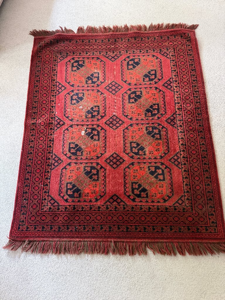Prachtig vintage handgeknoopt kleed / tafelkleed, Ophalen of Verzenden