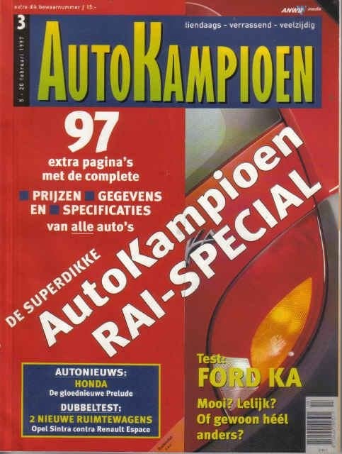 Autokampioen 3 1997: Honda Prelude - Ford Sierra - Mazda 626, Ophalen of Verzenden, Gelezen, Algemeen