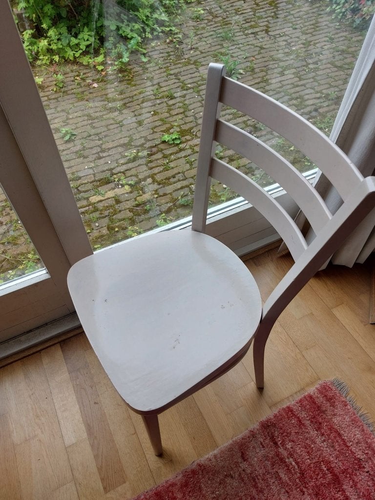 🏷️ Stoelen - 2x houten simpele eettafel stoelen (wit), Ophalen, Twee, Wit, Zo goed als nieuw