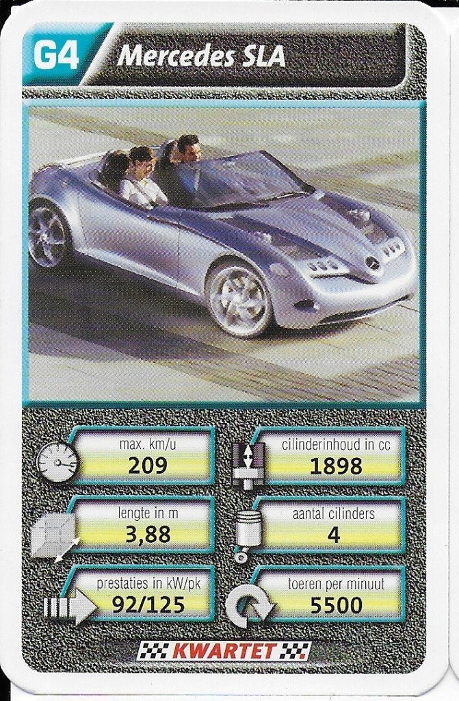 Kw4270 autokaartje g4 mercedes sla, Verzamelen, Ophalen of Verzenden, Zo goed als nieuw, Auto's