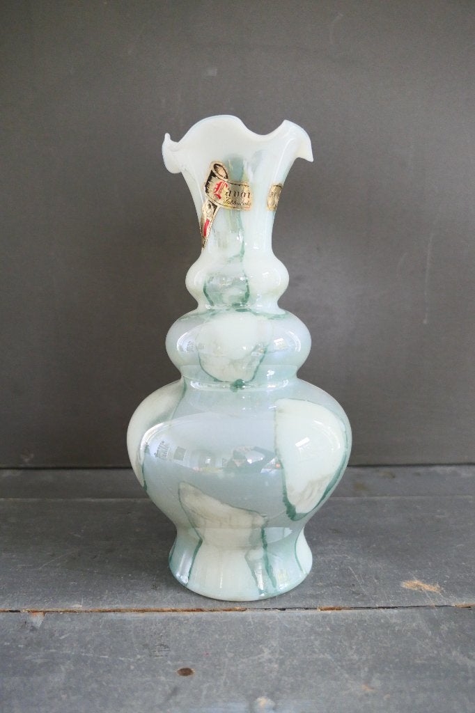 Vintage Toscaanse Opaline vaas marmer effect Italy 1970s, Verzenden