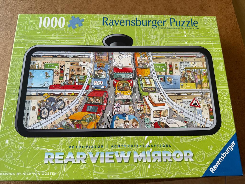 Ravensburger Puzzel Rear View Mirror 1000 stukjes, Ophalen of Verzenden, 500 t/m 1500 stukjes, Zo goed als nieuw, Legpuzzel