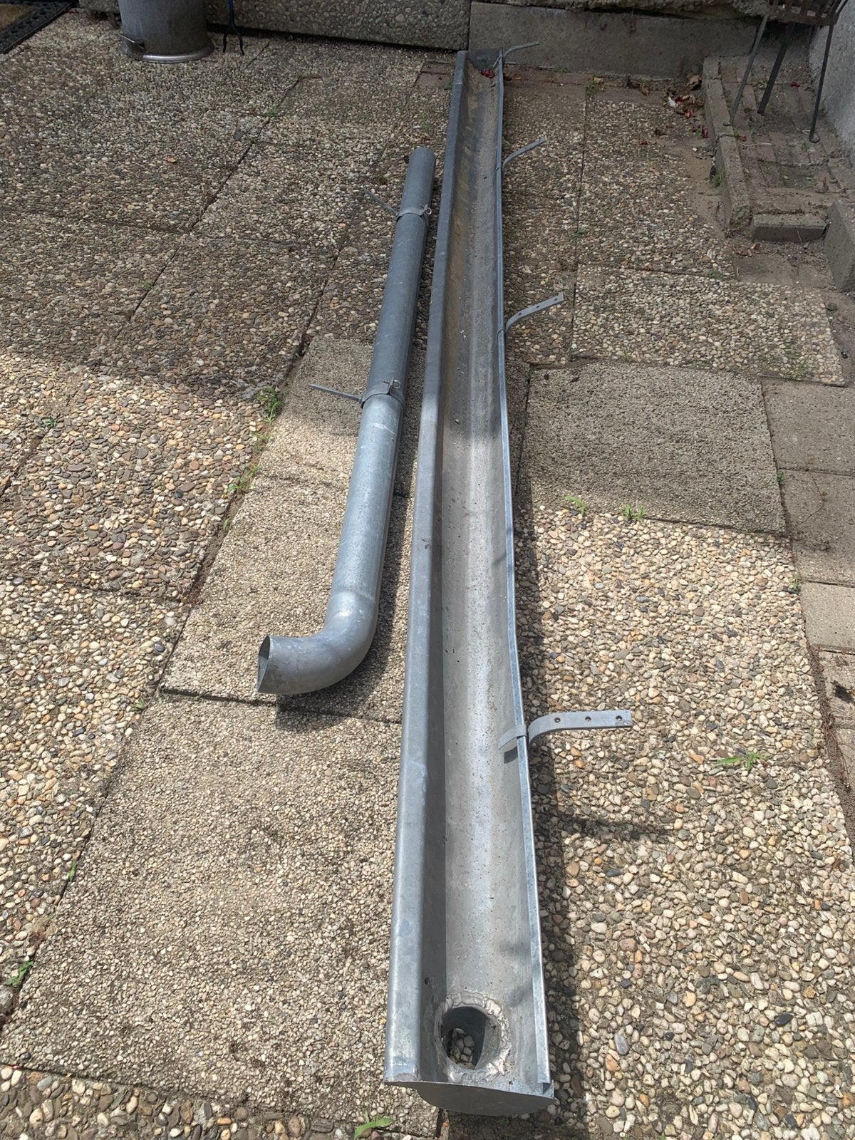 Zinken dak goot met regenpijp, Ophalen, Zo goed als nieuw, Zink, 80 mm of meer