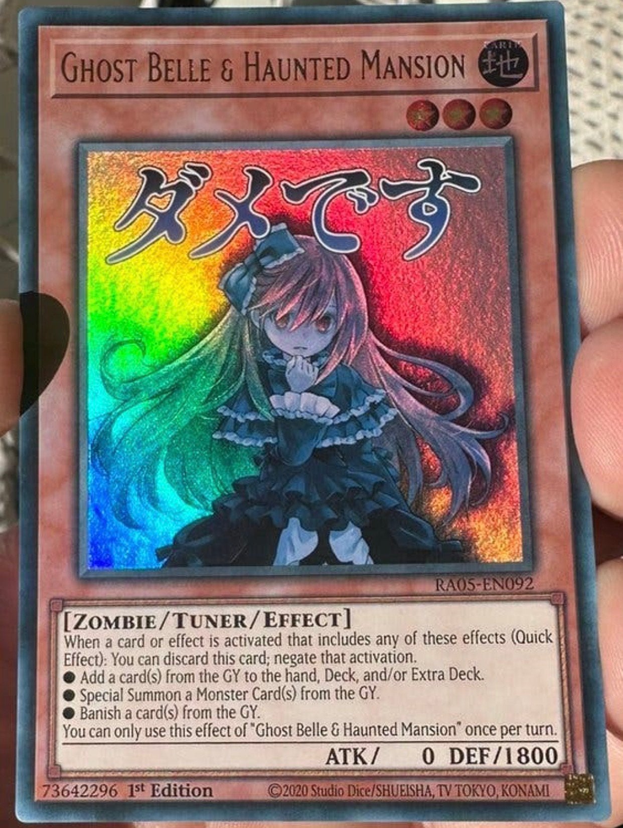 Yu-Gi-Oh! Ghost Belle & Haunted Mansion RA05 1st Edition !, Ophalen of Verzenden, Zo goed als nieuw, Losse kaart, Foil