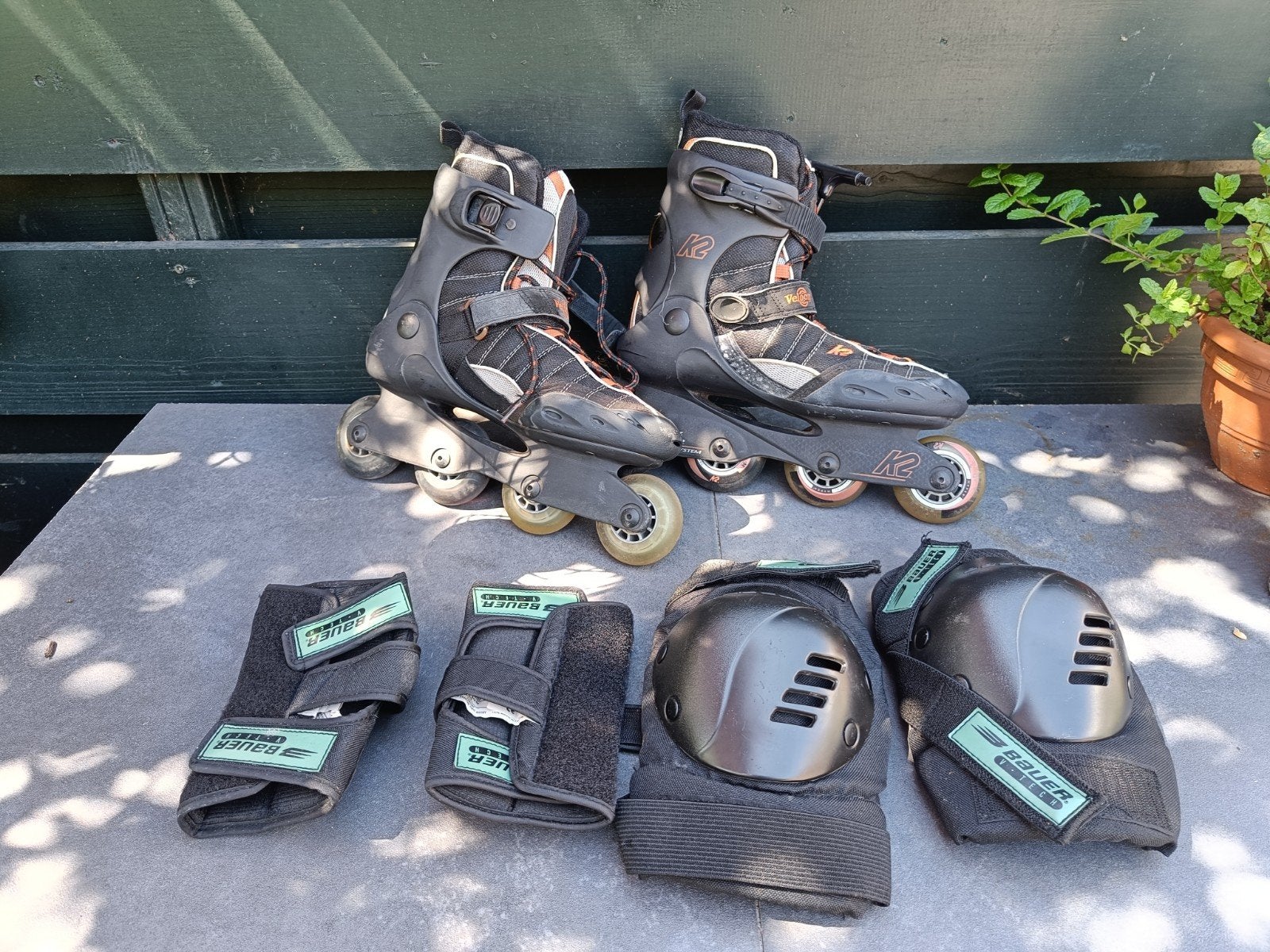 K2 Velocity-M inline skates maat 42 met bescherming, Ophalen, K2, Gebruikt, Heren