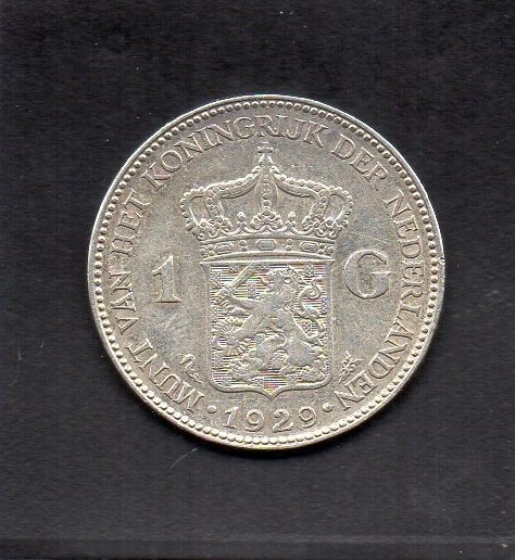 Zilveren Gulden 1929 Koningin Wilhelmina (62), 1 gulden, Zilver, Ophalen of Verzenden, Koningin Wilhelmina