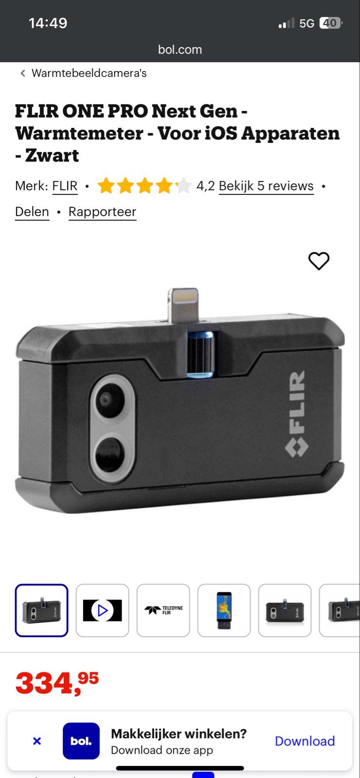 FLIR ONE PRO Next Gen Warmtemeter voor iOS - Zwart, Ophalen, Zo goed als nieuw, Overige typen, Apple