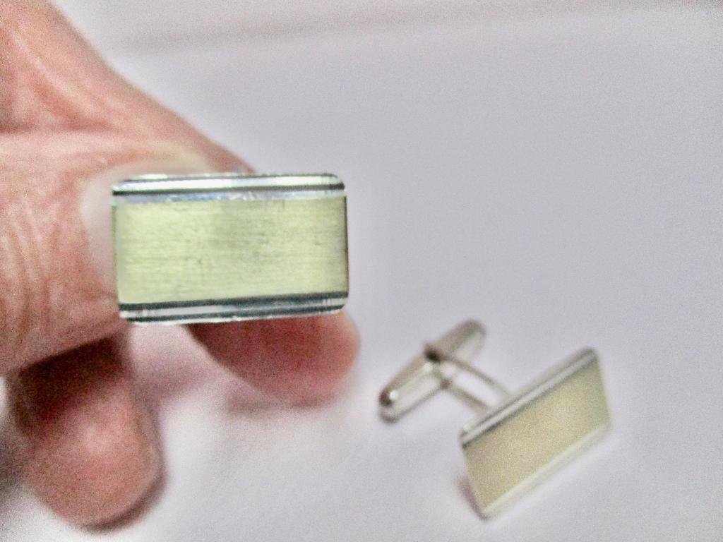 Zilveren oude vergulde rechthoek manchetknopen 925 zilver ZI, Verzenden, Zilver, Manchetknopen, Verguld