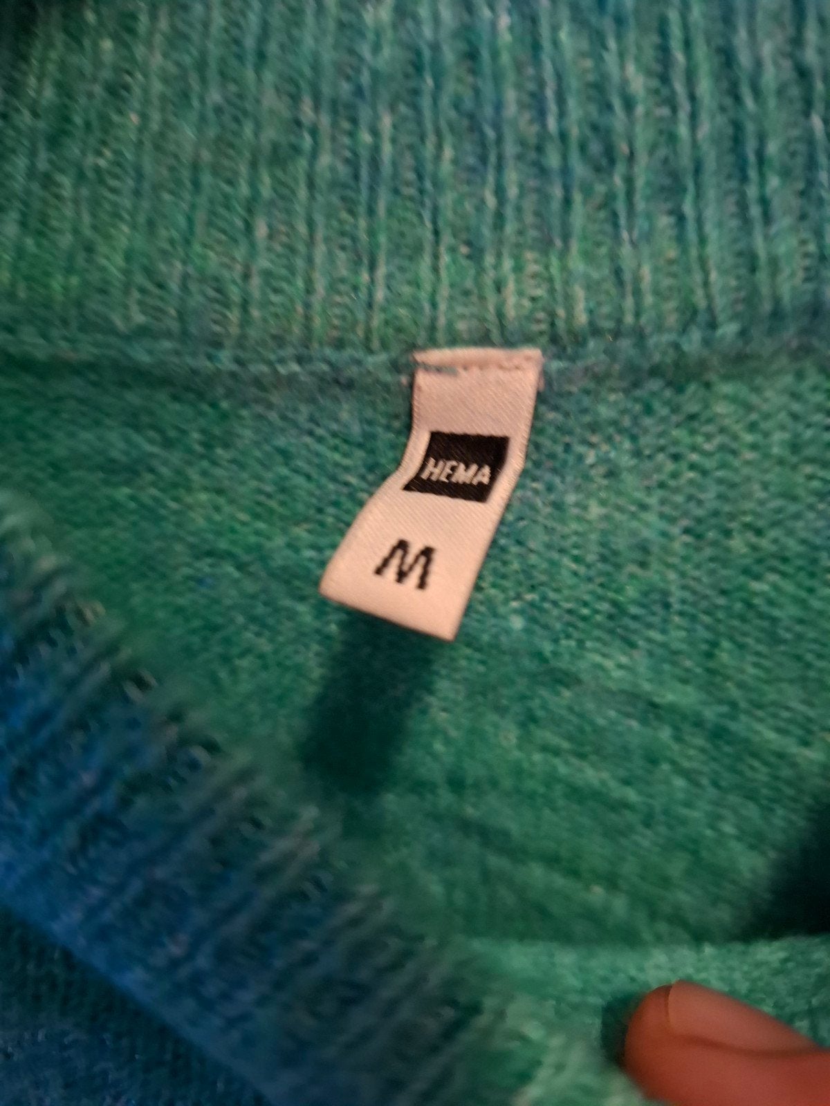 HEMA Gebreide Trui M - Gemêleerd Turquoise Nieuw, Maat 38/40 (M), Blauw, Nieuw, Ophalen of Verzenden