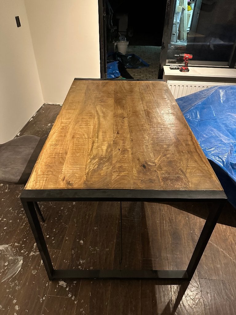Houten eettafel, Ophalen, Gebruikt, 50 tot 100 cm, 150 tot 200 cm