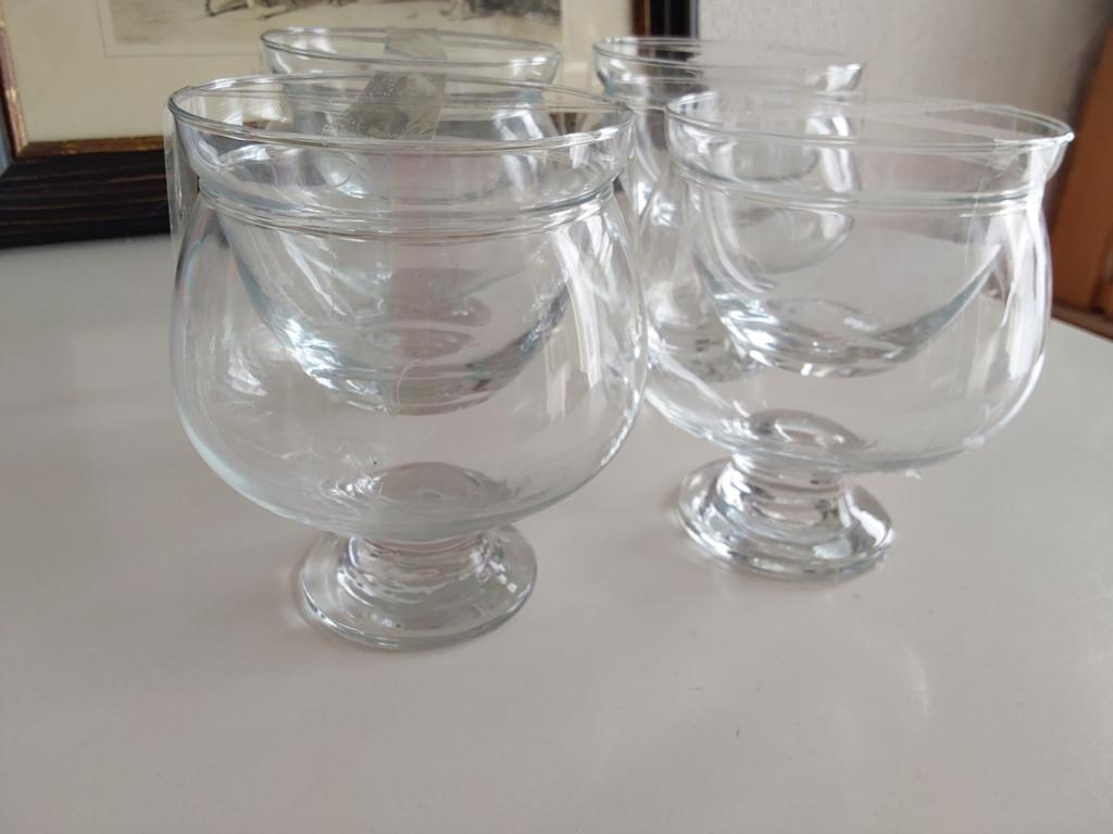 Set van 4 glazen garnalen/ dessertkommen/schaaltjes, Antiek en Kunst, Ophalen of Verzenden