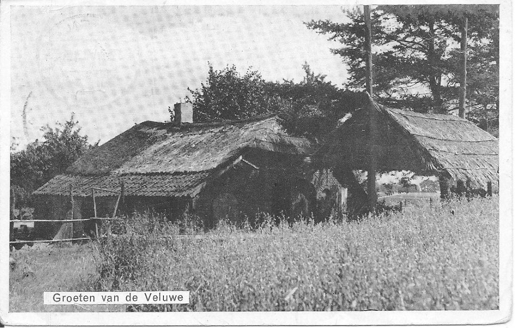 Oude ansichtkaart: Groeten van de Veluwe - Boerderij, Ophalen of Verzenden, 1940 tot 1960, Gelopen, Gelderland